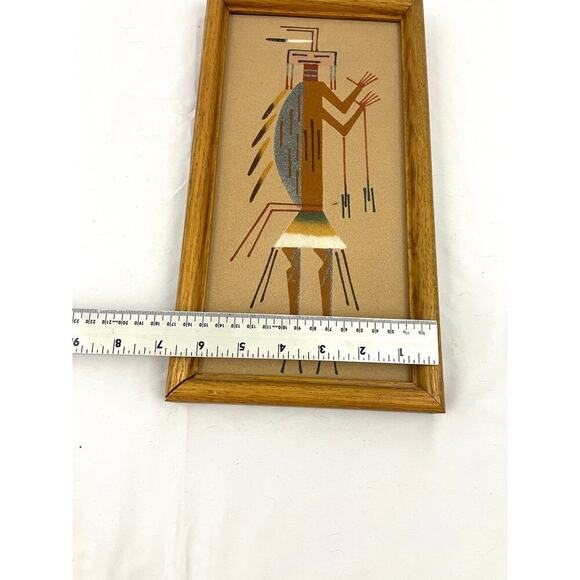VTG Native American Navajo Sand Painting Wooden Framed 6.5"x13" - Picture 3 of 12